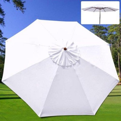 9 ft patio umbrella replacement sunshade canopy outdoor top white 9' x 9' / 108 diameter 8 ribs construction umbrella top replacement canopy w/ finial screw hole tip covers uv block waterproof for cov   